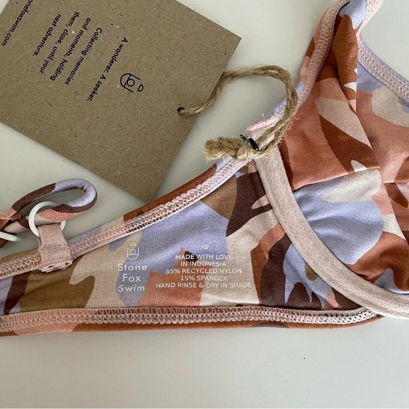 Stone Fox Swim Free People Bikini Top XS Conch in Pastel Petal Underwire Bra - Picture 5 of 11